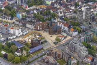 Aerial view, new construction Europagarten building at Europaplatz, LWL Museum of Archaeology,