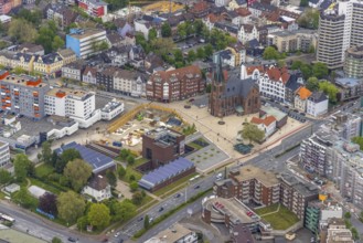 Aerial view, new construction Europagarten building at Europaplatz, LWL Museum of Archaeology,