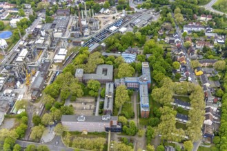 Aerial view, Quartier Shamrockpark of the former RAG AG, Shamrockring, Herne-Mitte, Herne, Ruhr