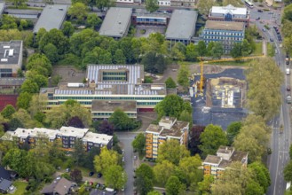 Aerial photo, construction site at Pestalozzi-Gymnasium, Baukau, Herne, Ruhr area, North