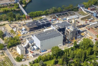 Aerial view, STEAG combined heat and power plant Herne, construction site new gas and steam power