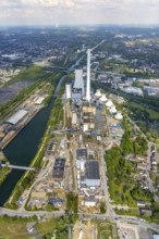 Aerial view, STEAG combined heat and power plant Herne, construction site new gas and steam power