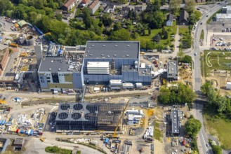 Aerial view, STEAG combined heat and power plant Herne, construction site new gas and steam power