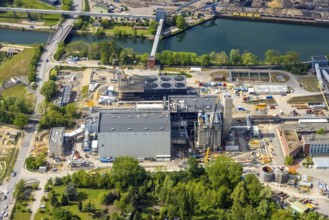 Aerial view, STEAG combined heat and power plant Herne, construction site new gas and steam power