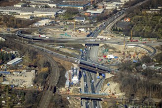 Aerial view, Herne motorway junction with new Baukau tunnel from the A43 to the A42, Baukau-West,