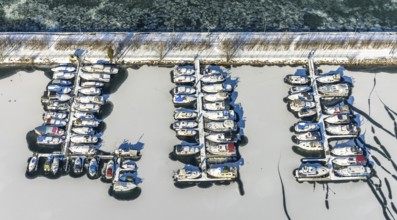 Aerial view, Herner Meer, marina, Rhine-Herne-Canal, Horsthausen, Herne, Ruhr area, North