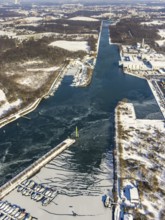 Aerial view, Herne Sea, marina, Rhine-Herne Canal, Horsthausen, Herne, Ruhr area, North