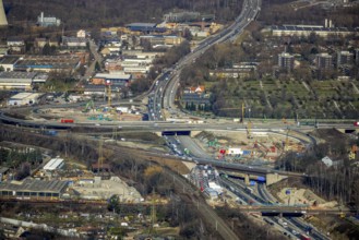 Aerial view, Herne motorway junction with new Baukau tunnel from the A43 to the A42, Baukau-West,