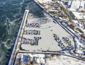 Aerial view, Herne Sea, marina, Rhine-Herne Canal, Horsthausen, Herne, Ruhr area, North