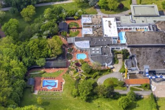 Aerial view, LAGO Die Therme im Revierpark Gysenberg, Börnig, Herne, Ruhr area, North