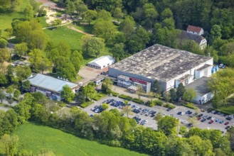 Aerial view, Hannibal Arena Herne im Revierpark Gysenberg, Herne ice rink, Börnig, Herne, Ruhr