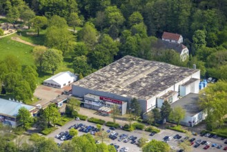 Aerial view, Hannibal Arena Herne im Revierpark Gysenberg, Herne ice rink, Börnig, Herne, Ruhr