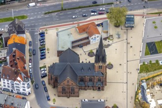 Aerial view, Kreuzkirche am Europaplatz, Herne-Mitte, Herne, Ruhr area, North Rhine-Westphalia,