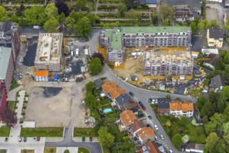 Aerial view, construction site campus of the St. Elisabeth Group, Widumer Höfe retirement homes,