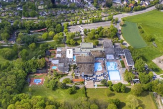 Aerial view, LAGO Die Therme im Revierpark Gysenberg, Börnig, Herne, Ruhr area, North