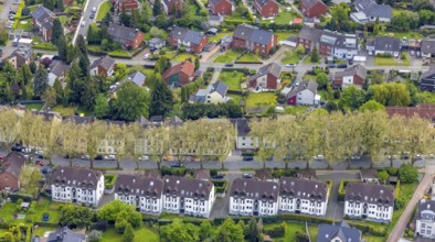 Aerial view, housing estate Mont-Cenis-Straße, Börnig, Herne, Ruhr area, North Rhine-Westphalia,