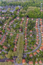 Aerial view, housing estate Gartenstadt Teutoburgia, colliery housing estate, Börnig, Herne, Ruhr