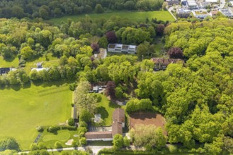 Aerial view, Herdecke education centre, Ostende, Herdecke, Ruhr area, North Rhine-Westphalia,