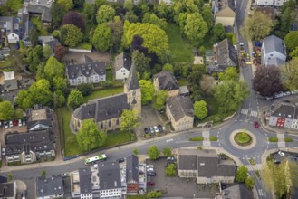 Aerial view, catholic St. Philippus and Jakobus church, Herdecke, Ruhr area, North