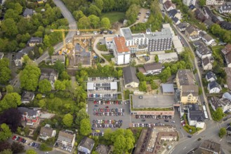 Aerial view, construction site and new construction at the retirement home GVS Herdecke, The View,