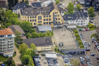 Aerial view, play area at an Aldi supermarket in Stiftsstraße, Herdecke, Ruhr area, North