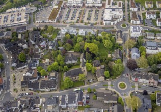 Aerial view, catholic St. Philippus and Jakobus church, Herdecke, Ruhr area, North