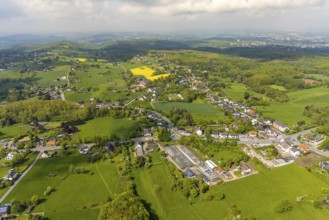 Aerial view, overview meadows and fields Ostend, Herdecke, Ruhr area, North Rhine-Westphalia,