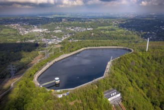Aerial view, RWE pumped-storage power station at Lake Hengstey, Köpchenwerk, reservoir,
