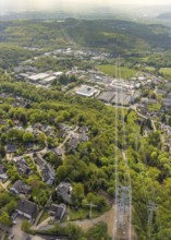 Aerial photo, new power line Ender Mark, Ahlenberg, Herdecke, Ruhr area, North Rhine-Westphalia,