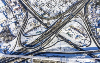 Aerial view, motorway junction Herne, A42 and A43, construction site A43 extension, Baukau, Herne,