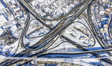 Aerial view, motorway junction Herne, A42 and A43, construction site A43 extension, Baukau, Herne,