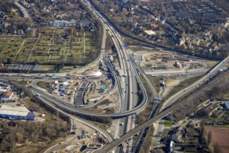 Aerial view, Herne motorway junction with new Baukau tunnel from the A43 to the A42, Baukau-West,