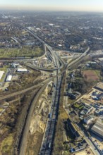 Aerial view, Herne motorway junction with new Baukau tunnel from the A43 to the A42, Baukau-West,