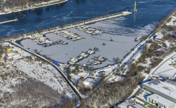 Aerial view, Herne Sea, marina, Rhine-Herne Canal, Horsthausen, Herne, Ruhr area, North