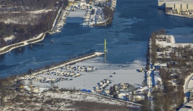 Aerial view, Herne Sea, marina, Rhine-Herne Canal, Horsthausen, Herne, Ruhr area, North