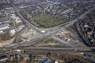 Aerial view, Herne motorway junction with new Baukau tunnel from the A43 to the A42, Baukau-West,