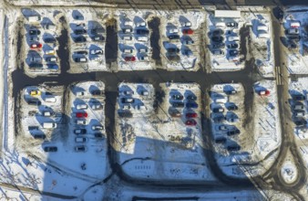 Aerial view, Friedrich-Ebert-Platz, car parks, Herne-Mitte, Herne, Ruhr area, North