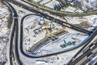Aerial view, motorway junction Herne, A42 and A43, construction site A43 extension, Baukau, Herne,