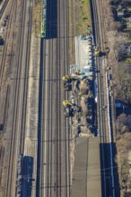 Aerial view, Herne main station with construction site, Baukau, Herne, Ruhr area, North