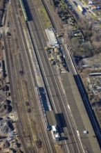 Aerial view, Herne main station with construction site, Baukau, Herne, Ruhr area, North