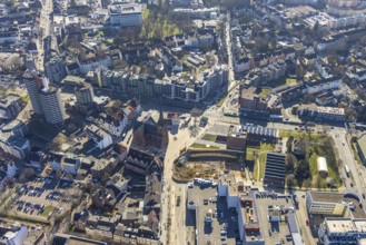 Aerial view, new construction Europagarten, Europaplatz, Kreuzkirche, LWL-Museum für Archäologie,