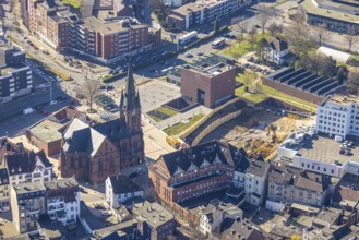 Aerial view, new construction Europagarten, Europaplatz, Kreuzkirche, LWL-Museum für Archäologie,