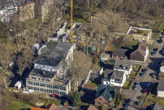 Aerial view, construction site renovation and extension of the primary school Max-Wiethoff,