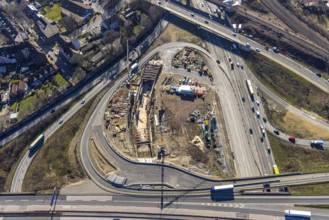 Aerial view, Herne motorway junction with new Baukau tunnel from the A43 to the A42, Baukau-West,