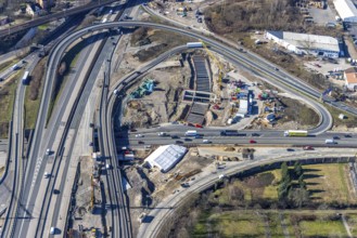 Aerial view, Herne motorway junction with new Baukau tunnel from the A43 to the A42, Baukau-West,