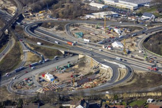 Aerial view, Herne motorway junction with new Baukau tunnel from the A43 to the A42, Baukau-West,