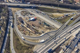 Aerial view, Herne motorway junction with new Baukau tunnel from the A43 to the A42, Baukau-West,