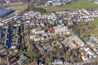 Aerial view, construction site campus of the St. Elisabeth Group, Widumer Höfe retirement homes,