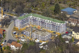 Aerial view, construction site campus of the St. Elisabeth Group, Widumer Höfe retirement homes,