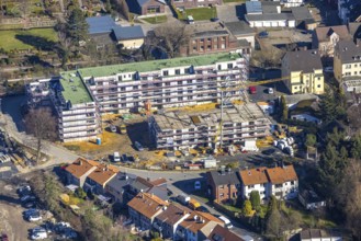 Aerial view, construction site campus of the St. Elisabeth Group, Widumer Höfe retirement homes,